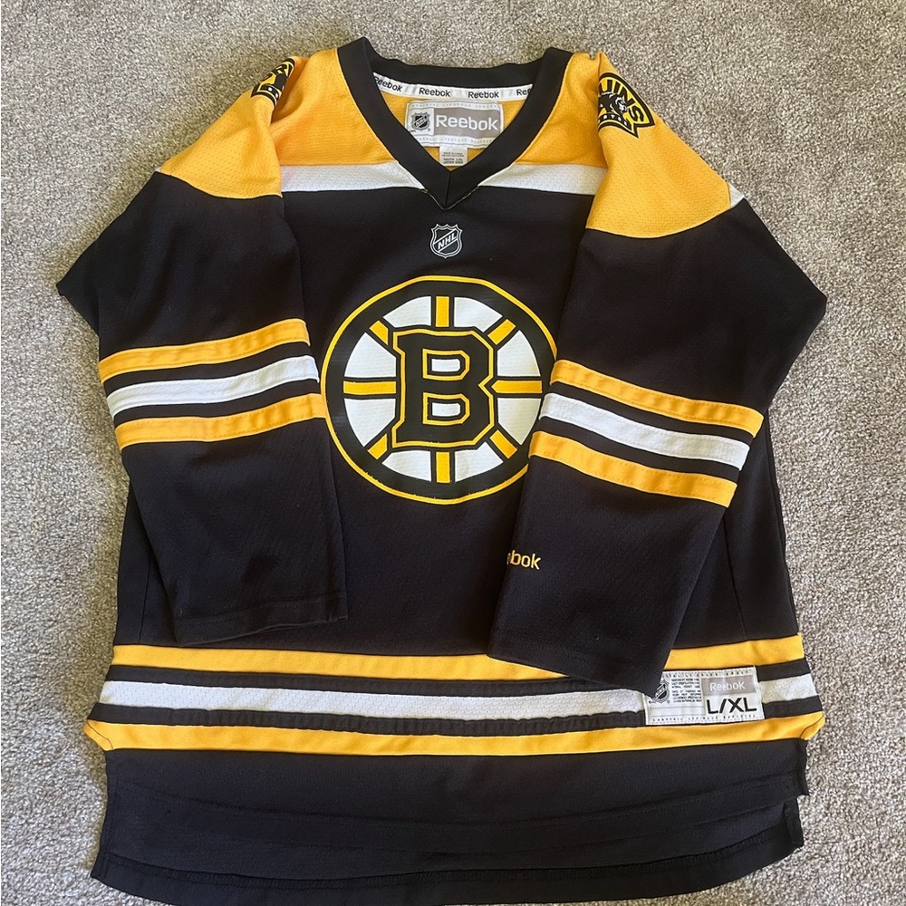 Boston Bruins : Reebok Black & Yellow Hockey Jersey, youth L/XL